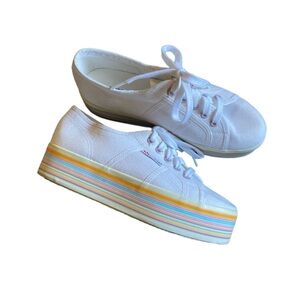 Superga White Sneakers with Rainbow Sole